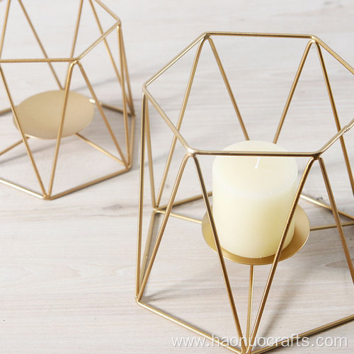 Nordic simple golden geometric line iron candlestick